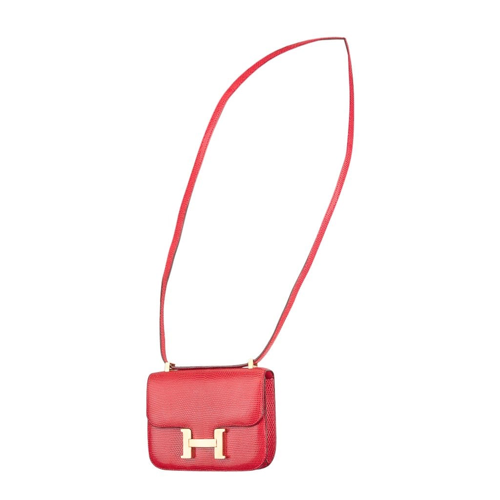 Vintage Limited Edition Micro Constance Bag Rouge Lizard with Gold Hardware