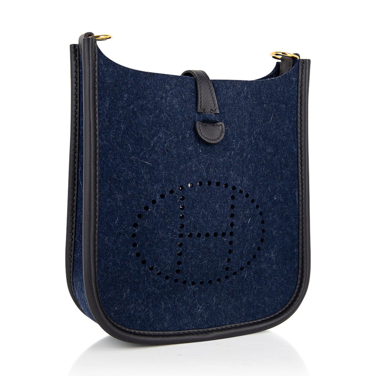 Limited Edition Mini Evelyne TPM Bag Blue Feutre Black Swift Leather with Gold Hardware