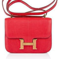 Vintage Limited Edition Micro Constance Bag Rouge Lizard with Gold Hardware