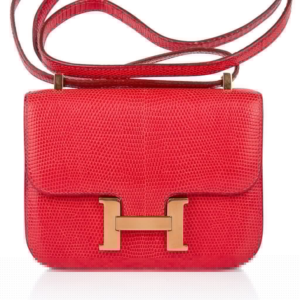 Vintage Limited Edition Micro Constance Bag Rouge Lizard with Gold Hardware