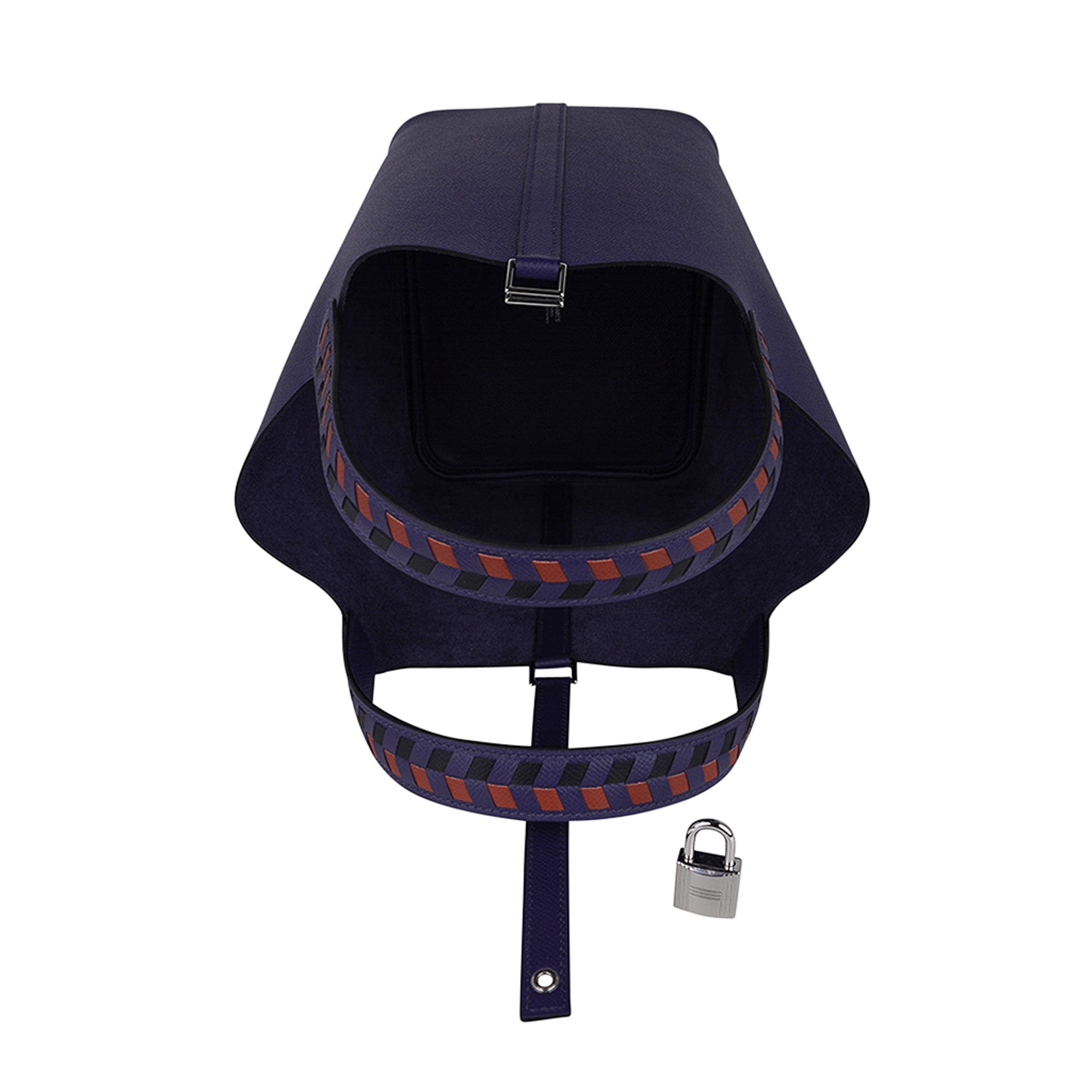 Picotin Lock 22 Bag Tressage Bleu Encre / Brique / Noir Palladium