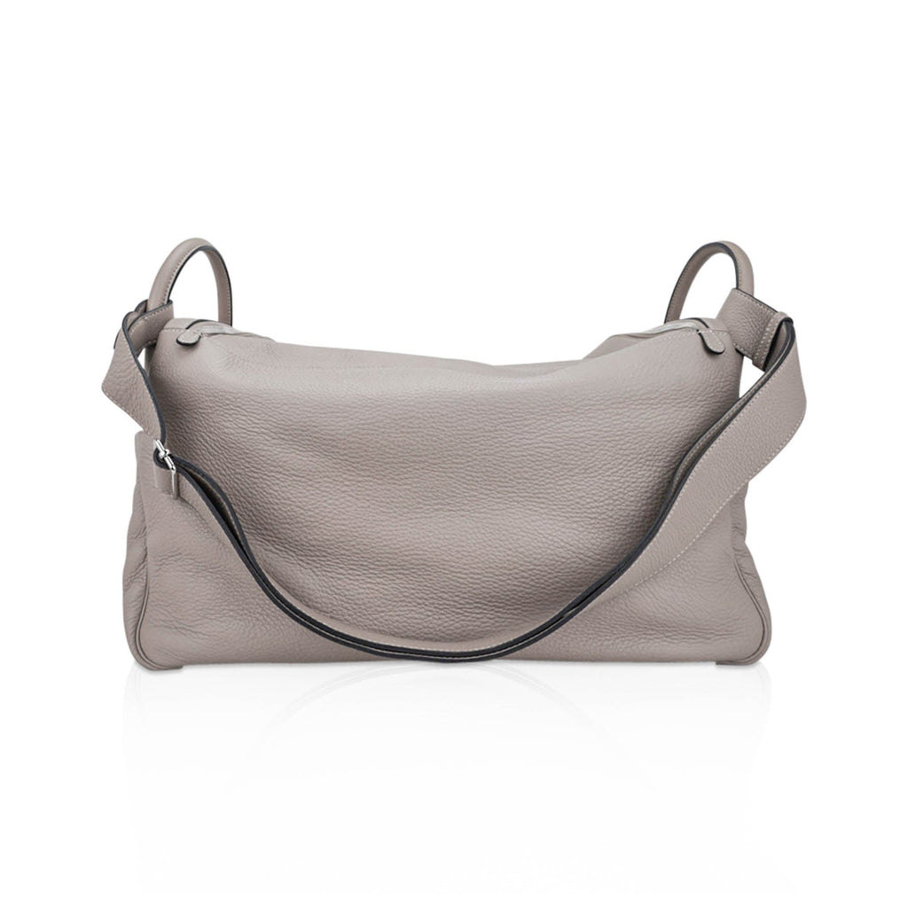 Lindy 45 Bag Gris Tourterelle Clemence Leather with Palladium Hardware