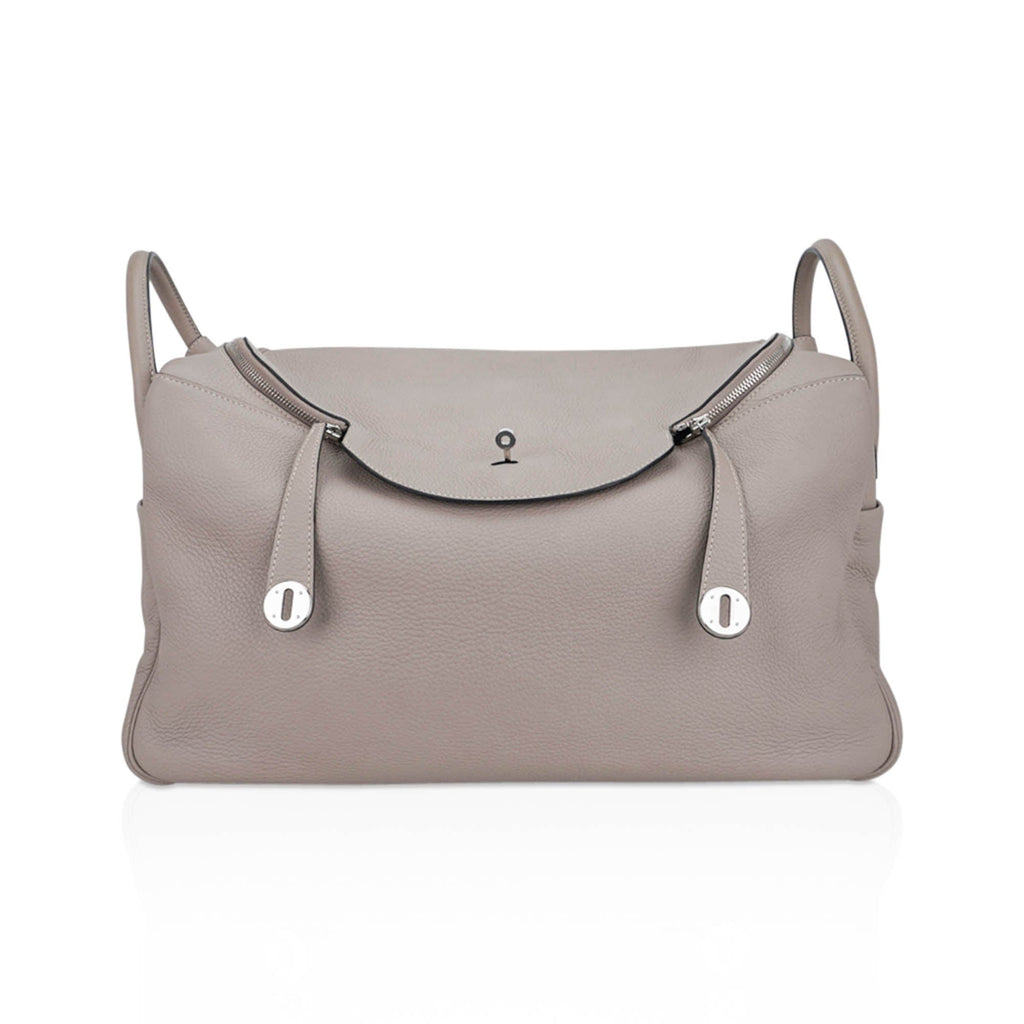 Lindy 45 Bag Gris Tourterelle Clemence Leather with Palladium Hardware