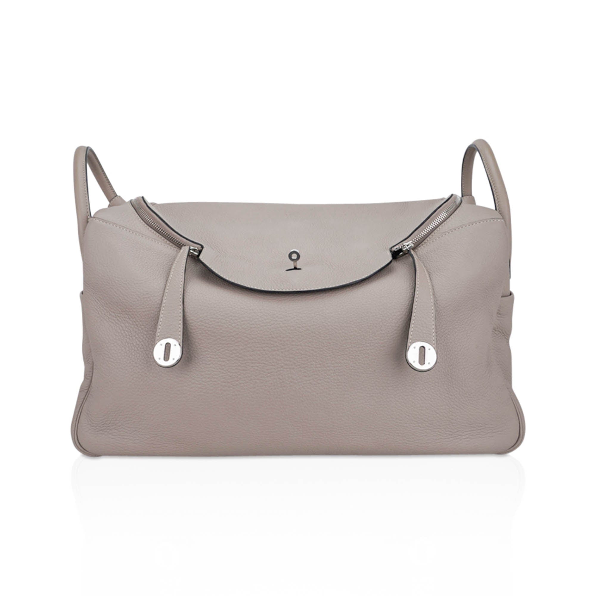 Lindy 45 Bag Gris Tourterelle Clemence Leather with Palladium Hardware