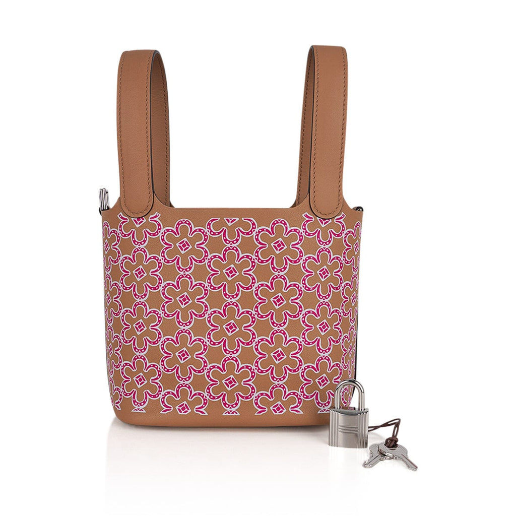 Picotin Lock 14 Micro Lucky Daisy Bag Chai with Rose Palladium Hardware