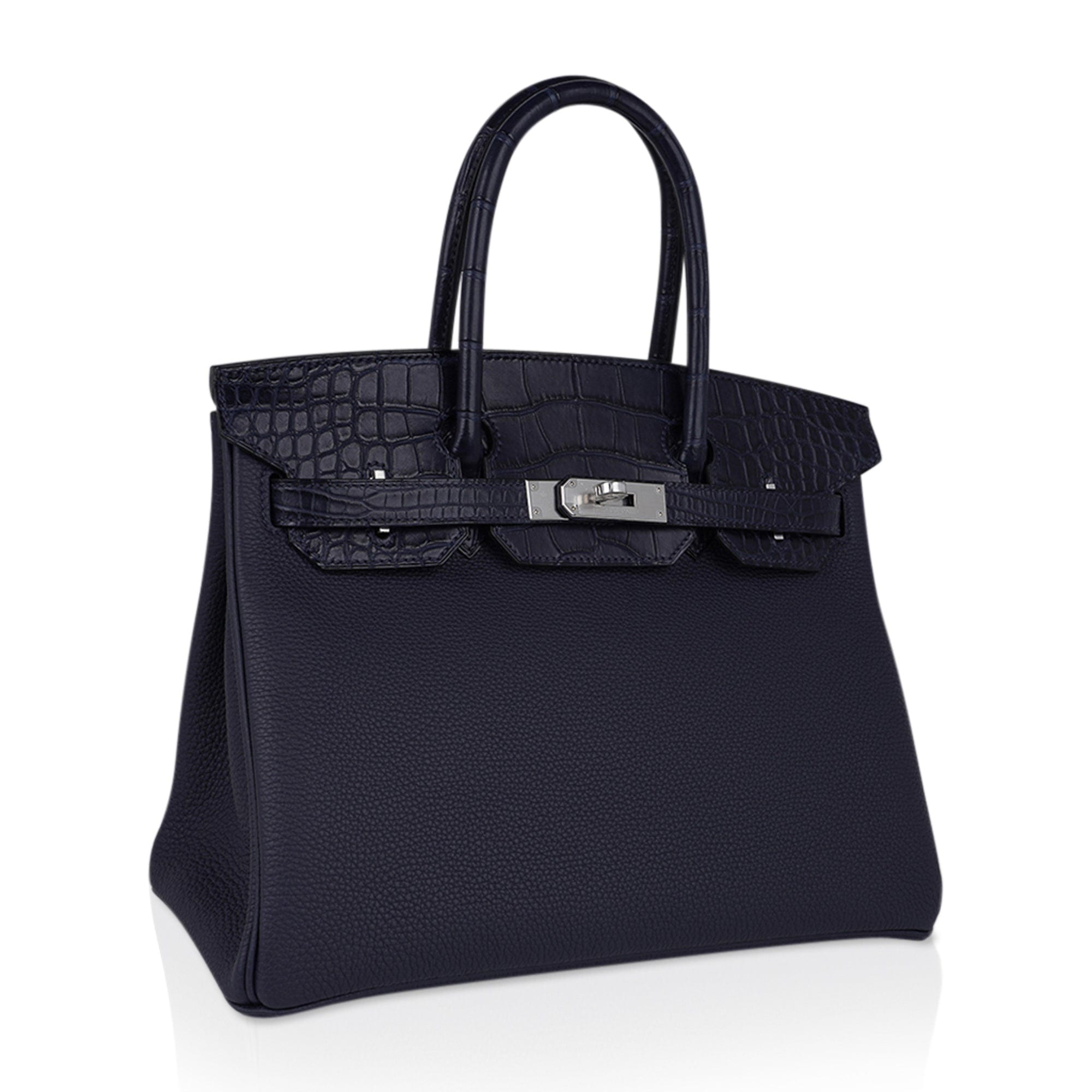 Birkin 30 Touch Blue Indigo Matte Alligator Bag Palladium Hardware