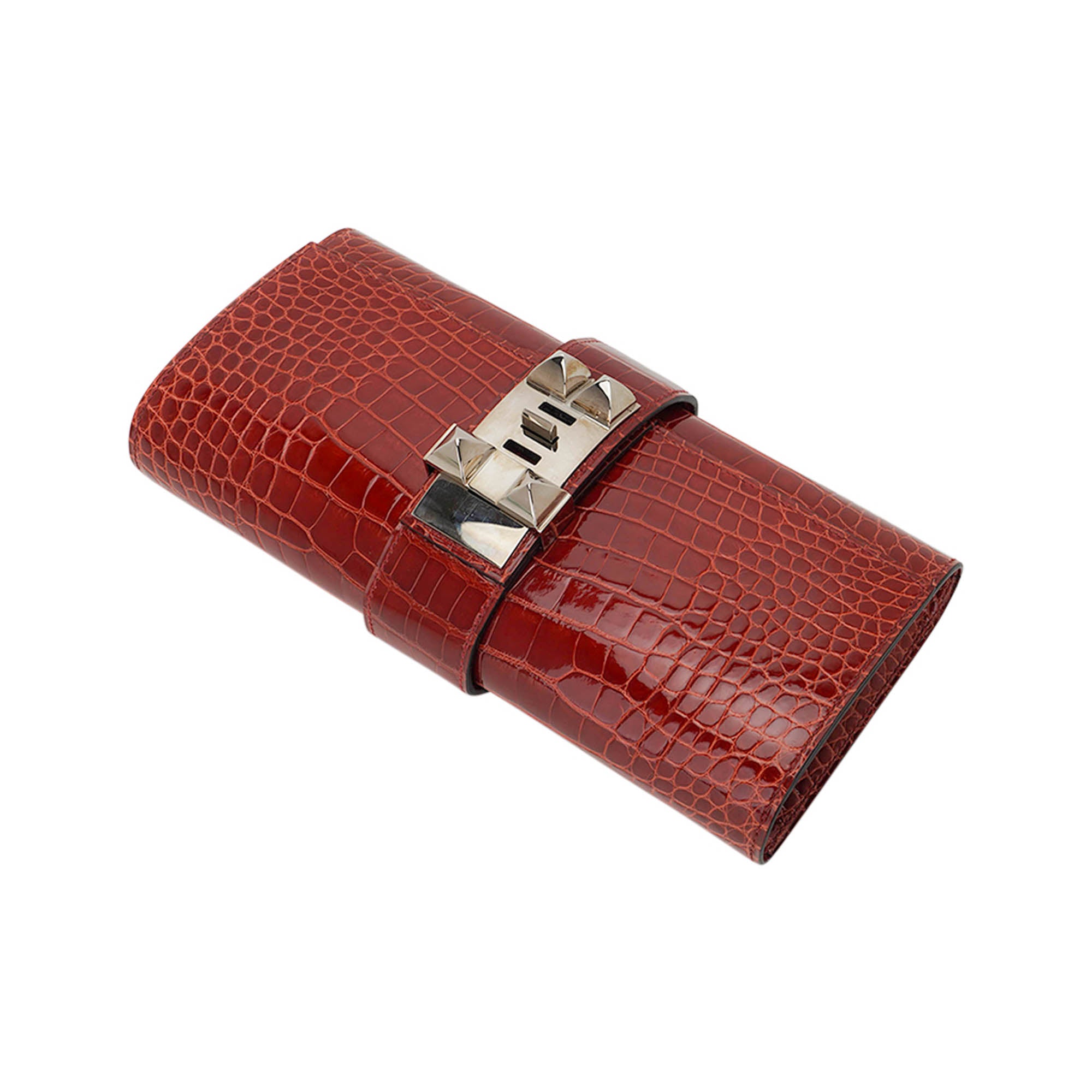 Medor 23 Clutch Bag Rouge H Alligator with Palladium Hardware