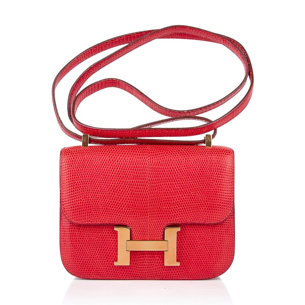 Vintage Limited Edition Micro Constance Bag Rouge Lizard with Gold Hardware