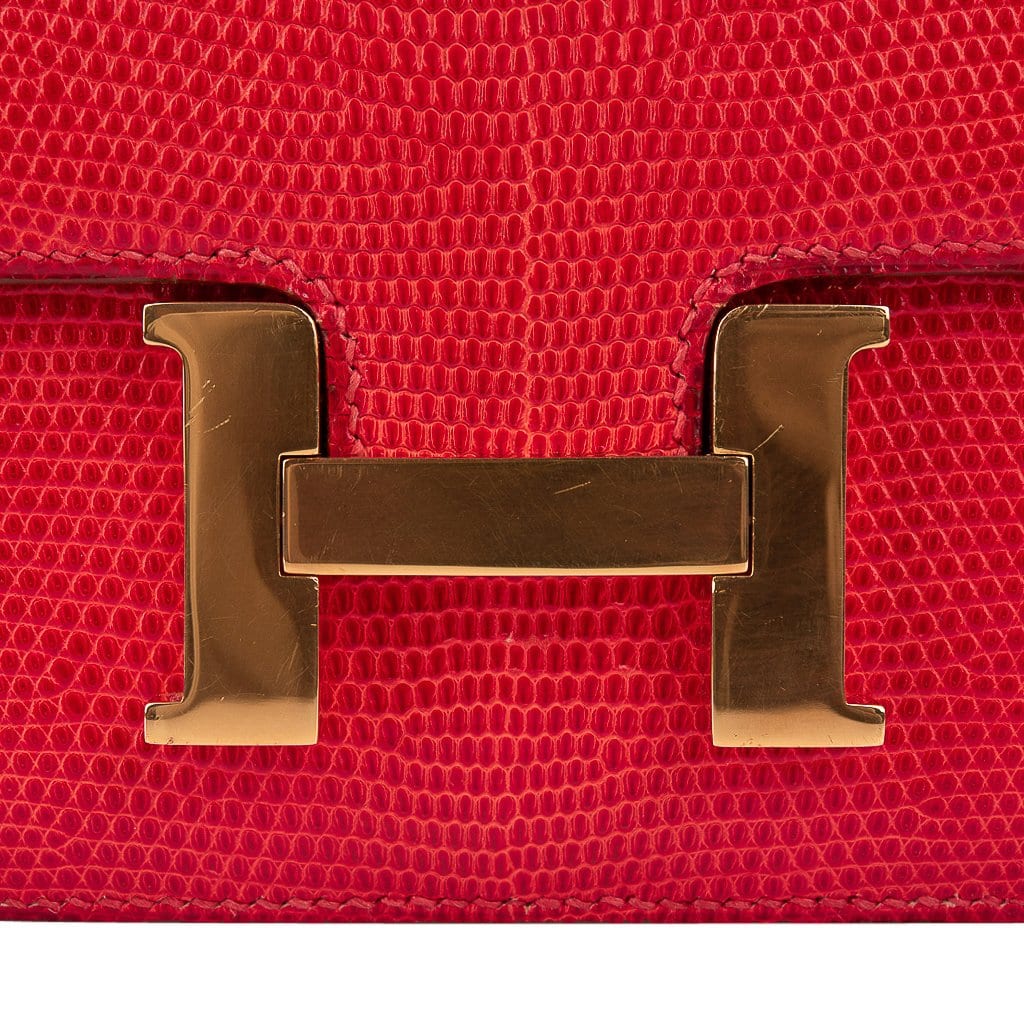 Vintage Limited Edition Micro Constance Bag Rouge Lizard with Gold Hardware