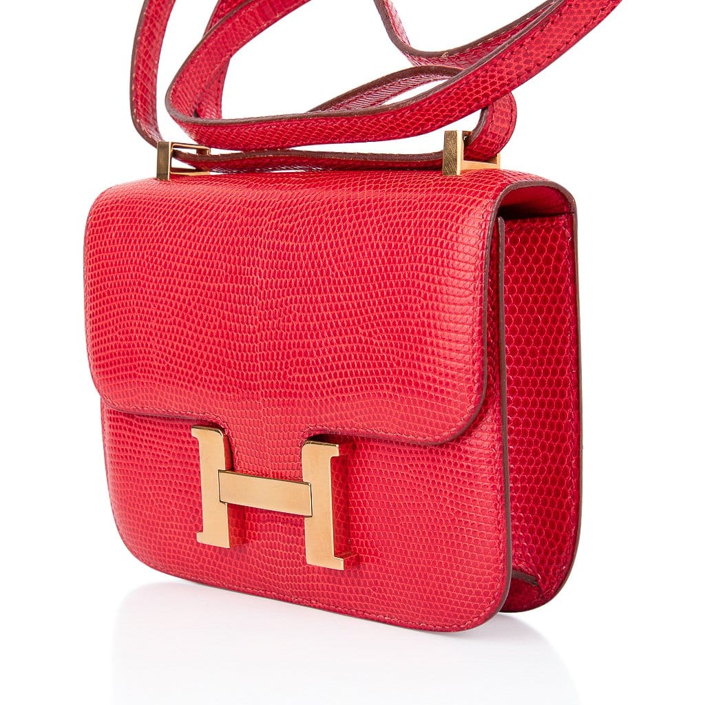 Vintage Limited Edition Micro Constance Bag Rouge Lizard with Gold Hardware