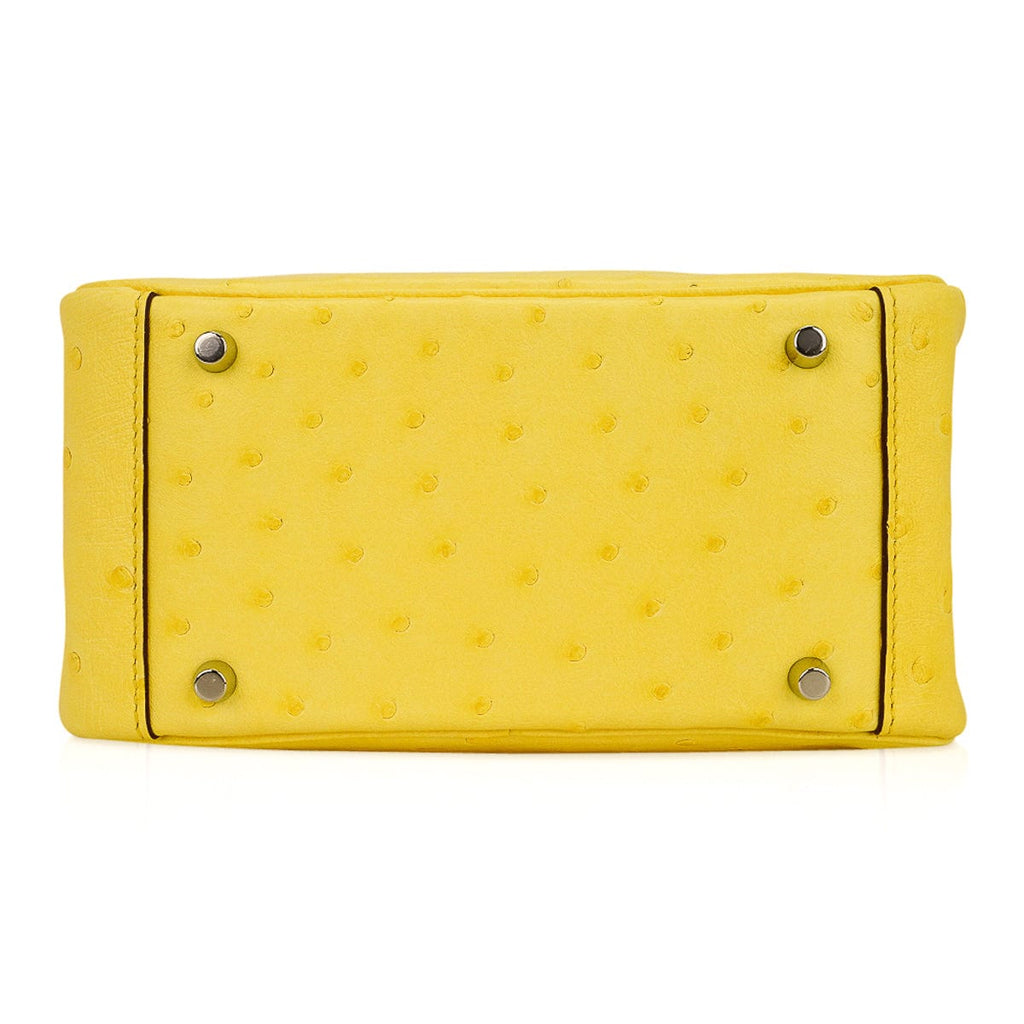 Mini Lindy 20 Bag Jaune Citron Ostrich Boreal with Palladium Hardware