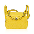 Mini Lindy 20 Bag Jaune Citron Ostrich Boreal with Palladium Hardware