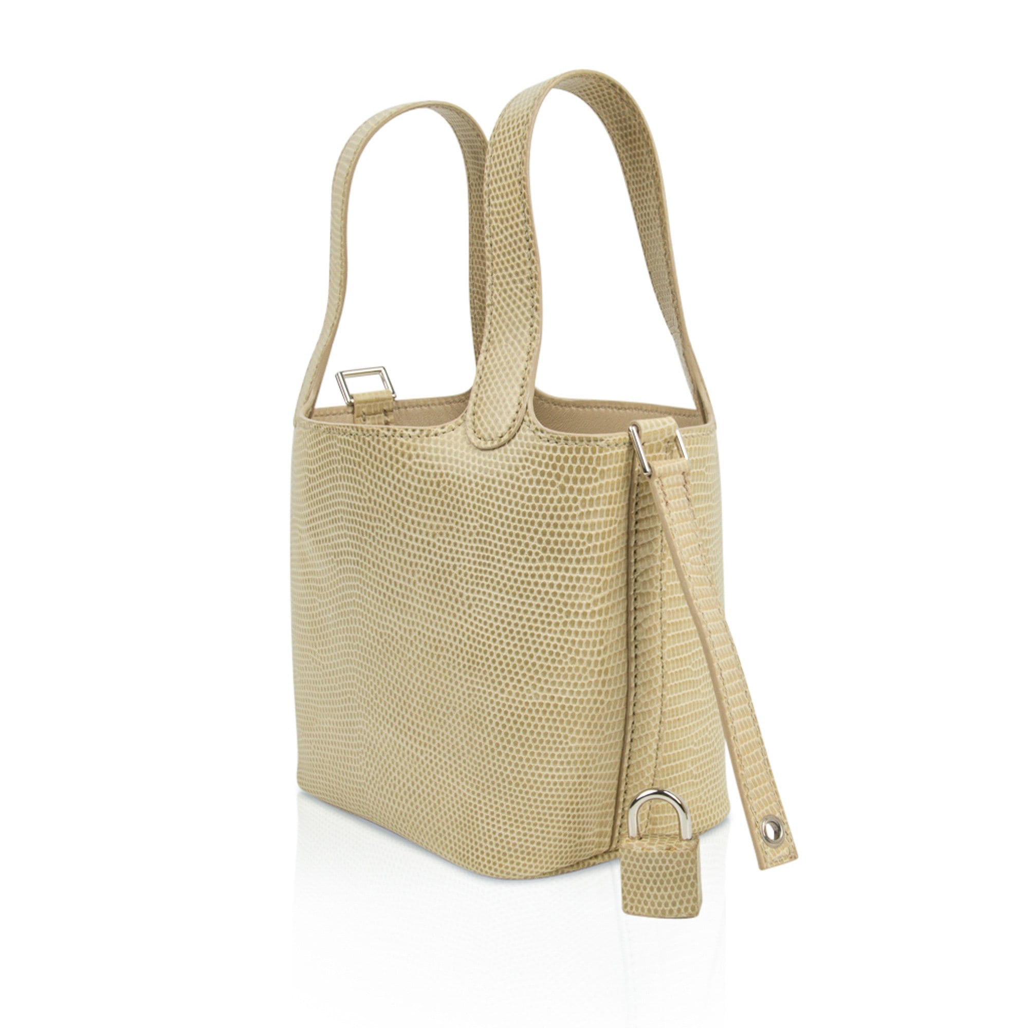 Picotin Lock Micro Mini 14 Bag Lizard Tote Palladium Hardware