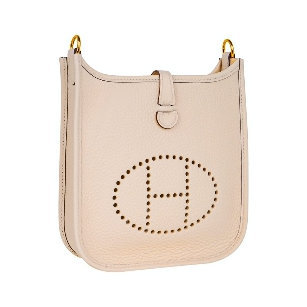 Evelyne TPM Nata / White Strap Crossbody Bag Clemence Gold Hardware