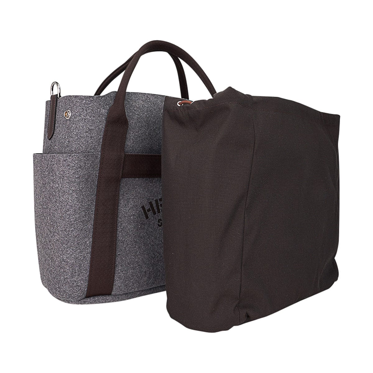 Tote Sac de Pansage Grooming Bag Gray Feutre/ Brown
