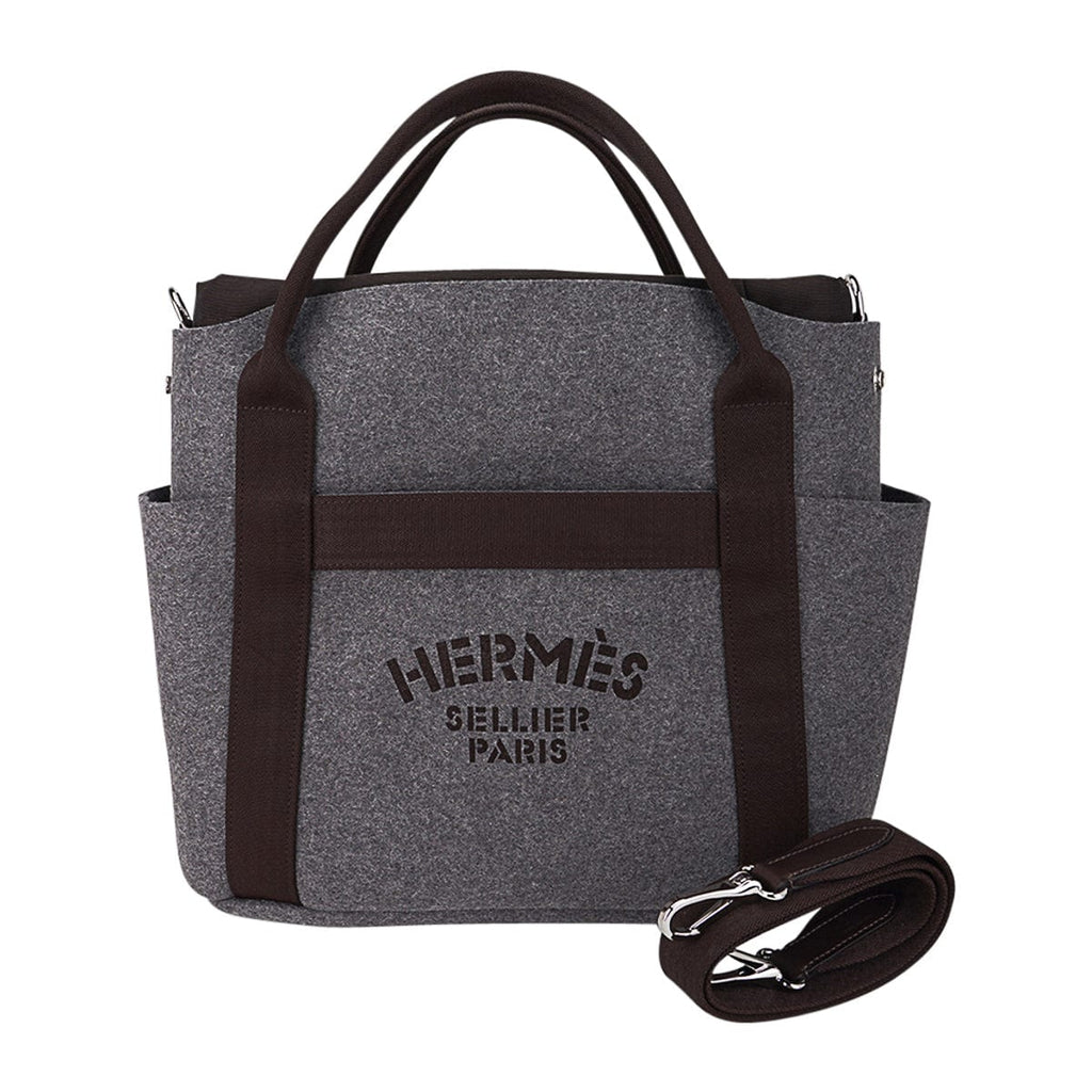 Tote Sac de Pansage Grooming Bag Gray Feutre/ Brown