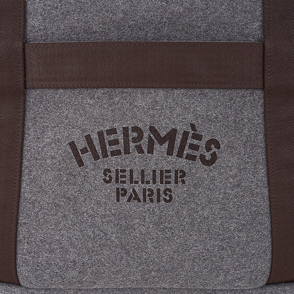 Tote Sac de Pansage Grooming Bag Gray Feutre/ Brown
