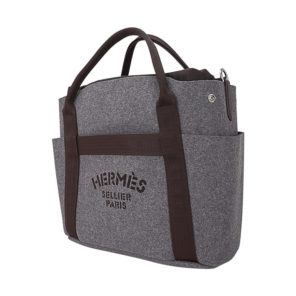 Tote Sac de Pansage Grooming Bag Gray Feutre/ Brown