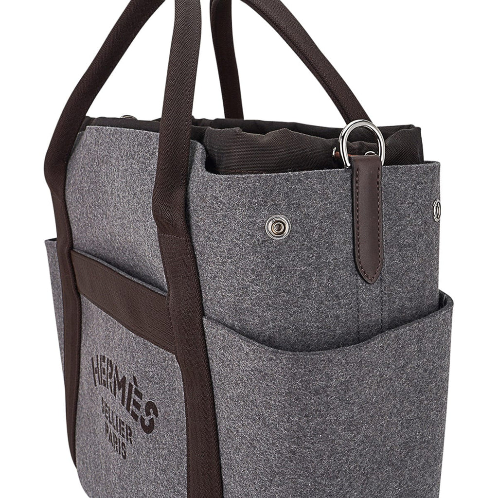 Tote Sac de Pansage Grooming Bag Gray Feutre/ Brown