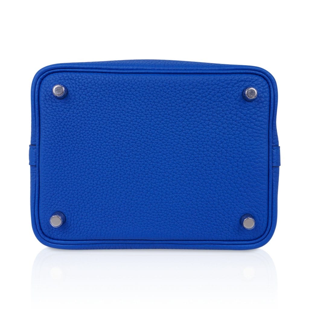 Picotin Lock 18 Bag Blue Zellige Tote Clemence Palladium Hardware