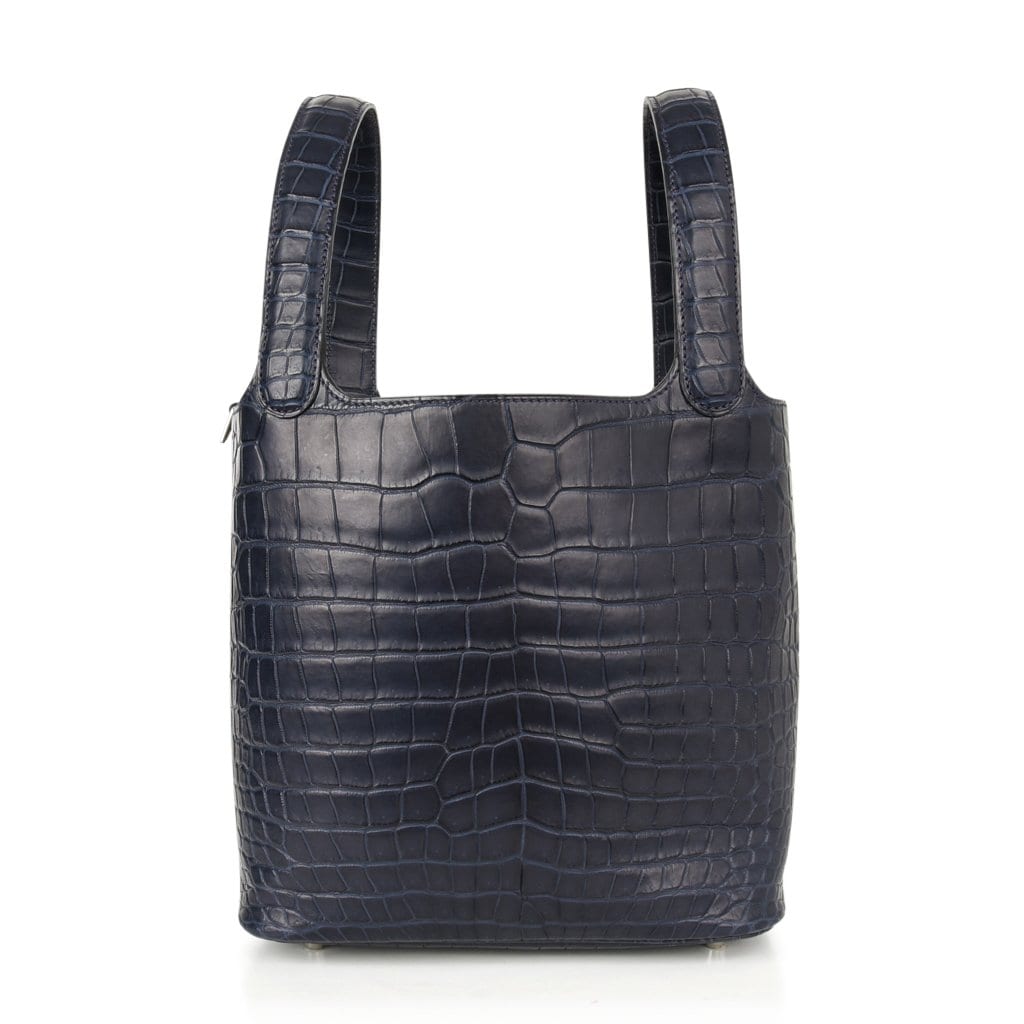 Picotin Lock 22 Blue Indigo Matte Porosus Crocodile Rare