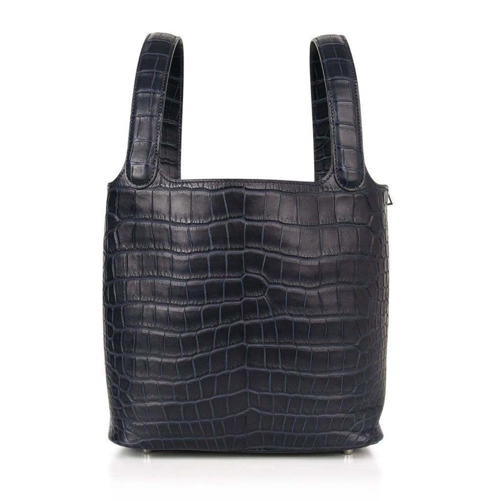Picotin Lock 22 Blue Indigo Matte Porosus Crocodile Rare