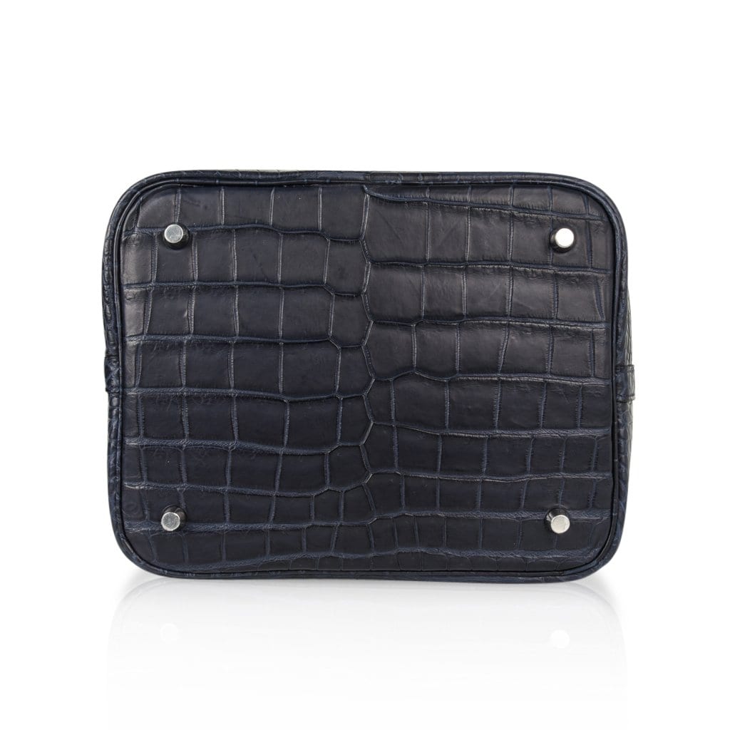 Picotin Lock 22 Blue Indigo Matte Porosus Crocodile Rare