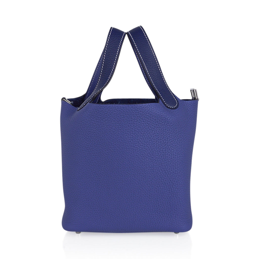 Picotin Eclat Lock 18 Bag Blue Sapphire and Blue Brighton with Palladium Hardware