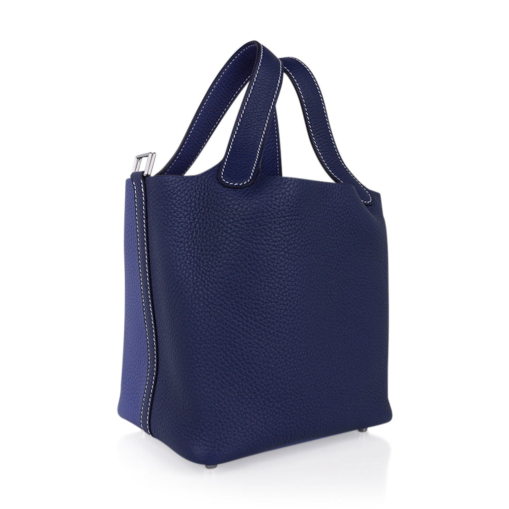 Picotin Eclat Lock 18 Bag Blue Sapphire and Blue Brighton with Palladium Hardware