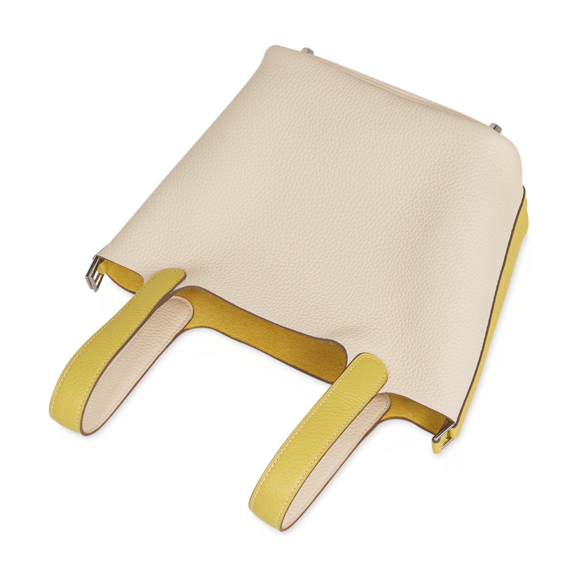 Picotin Lock 18 Casaque Bag Lime / Nata Bi-Color Tote Clemence Palladium