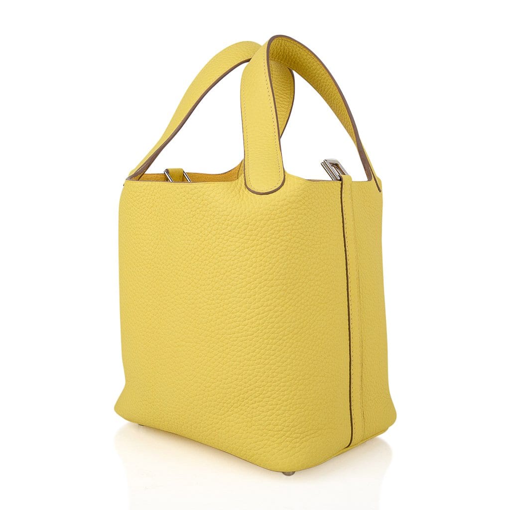 Picotin Lock 18 Bag Lime Tote Clemence Leather Palladium  Hardware