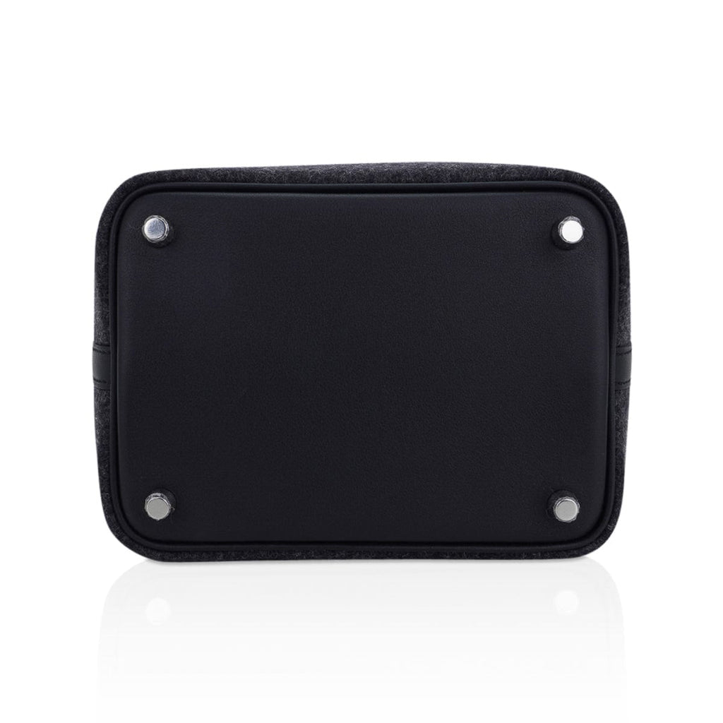 Picotin Lock Touch 18 Charcoal Gray Feutre with Swift Leather Tote Bag