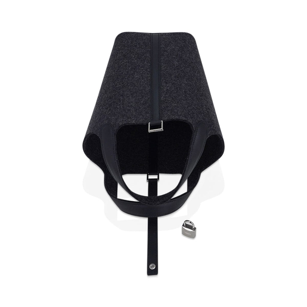 Picotin Lock Touch 18 Charcoal Gray Feutre with Swift Leather Tote Bag