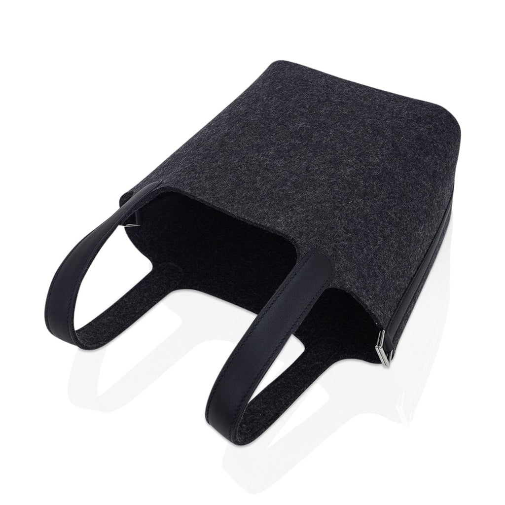 Picotin Lock Touch 18 Charcoal Gray Feutre with Swift Leather Tote Bag