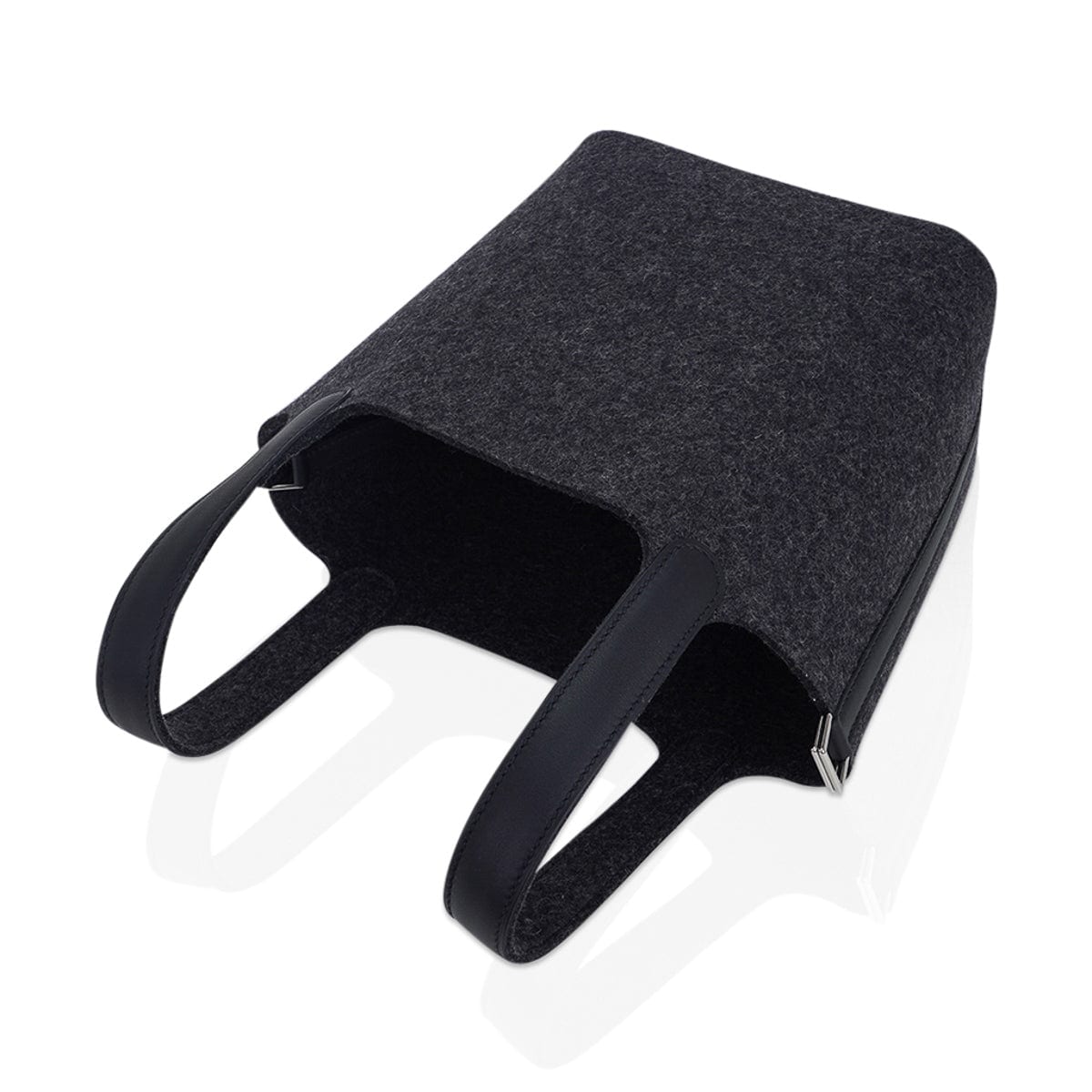 Picotin Lock Touch 18 Charcoal Gray Feutre with Swift Leather Tote Bag