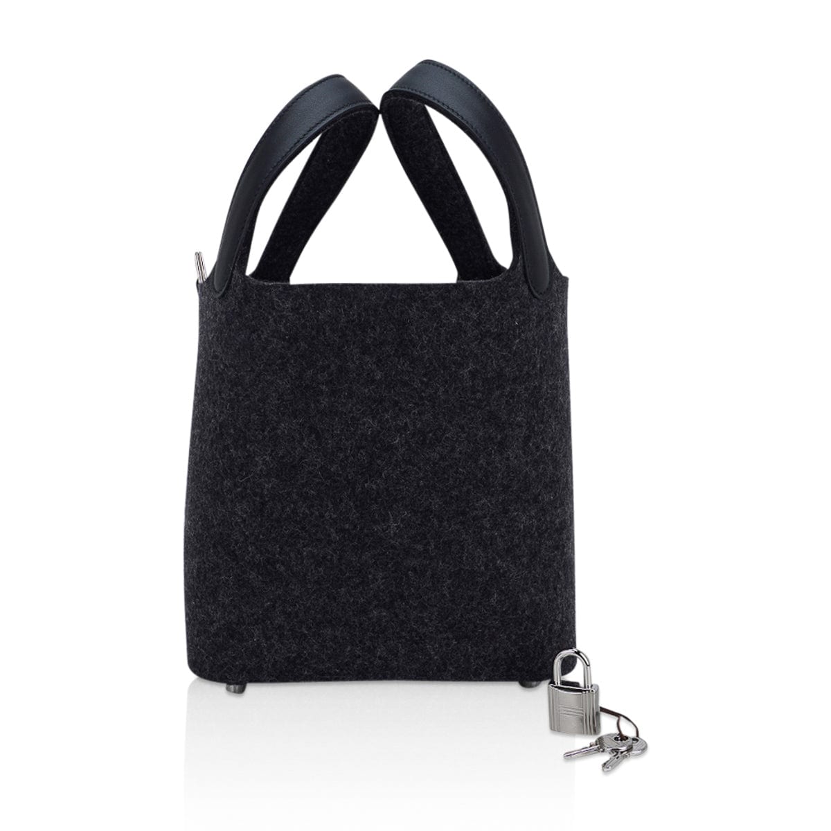 Picotin Lock Touch 18 Charcoal Gray Feutre with Swift Leather Tote Bag