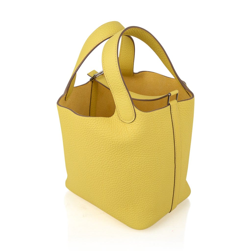 Picotin Lock 18 Bag Lime Tote Clemence Leather Palladium  Hardware