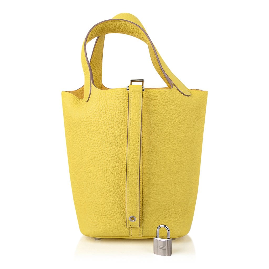Picotin Lock 18 Bag Lime Tote Clemence Leather Palladium  Hardware