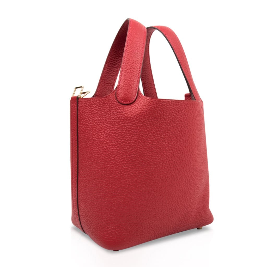 Picotin Lock 18 Rouge Casaque Clemence Gold Hardware