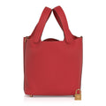 Picotin Lock 18 Bag Rouge Tomate Tote Clemence Gold Hardware