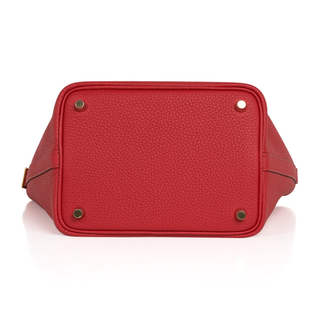 Picotin Lock 18 Bag Rouge Tomate Tote Clemence Gold Hardware
