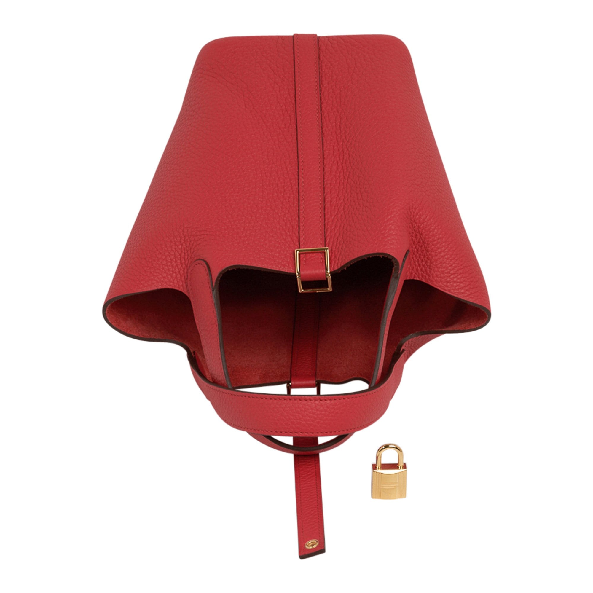 Picotin Lock 18 Bag Rouge Tomate Tote Clemence Gold Hardware