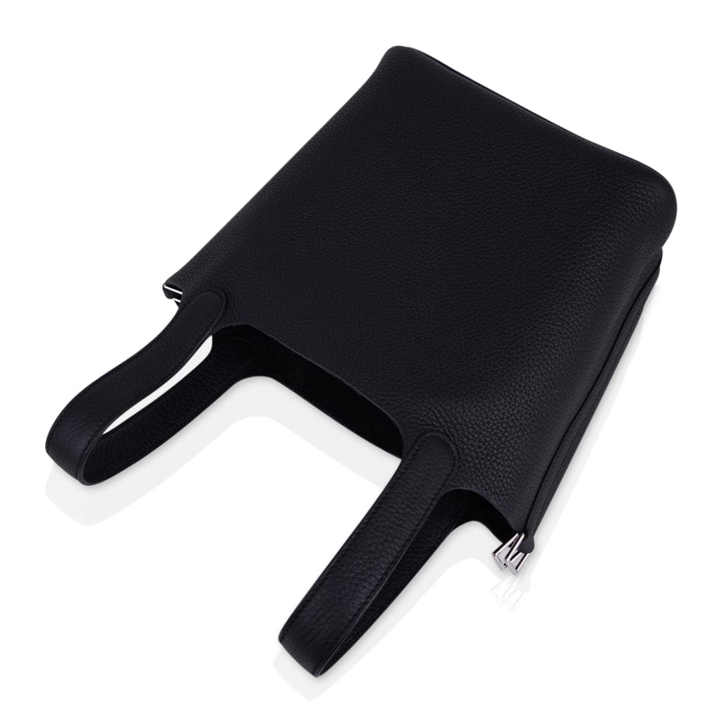 Picotin Lock 18 Bag Black Clemence Tote Palladium New