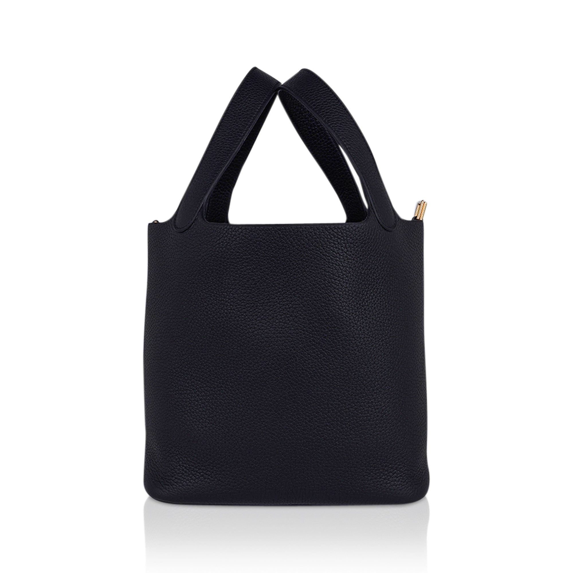 Picotin Lock 22 Bag Black Tote Clemence Gold Hardware