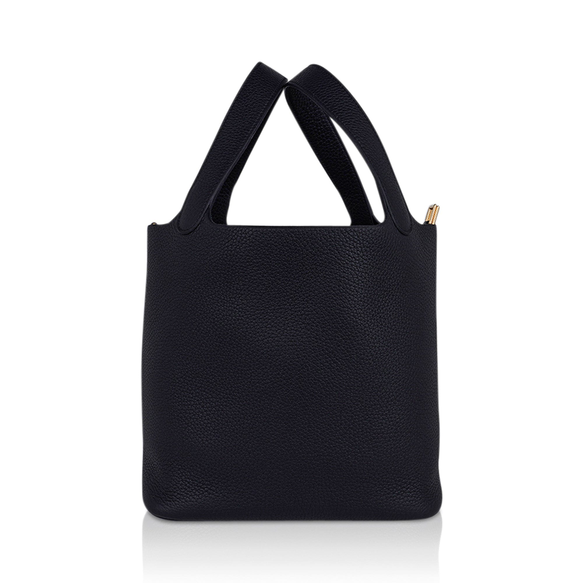Picotin Lock 22 Bag Black Tote Clemence Gold Hardware
