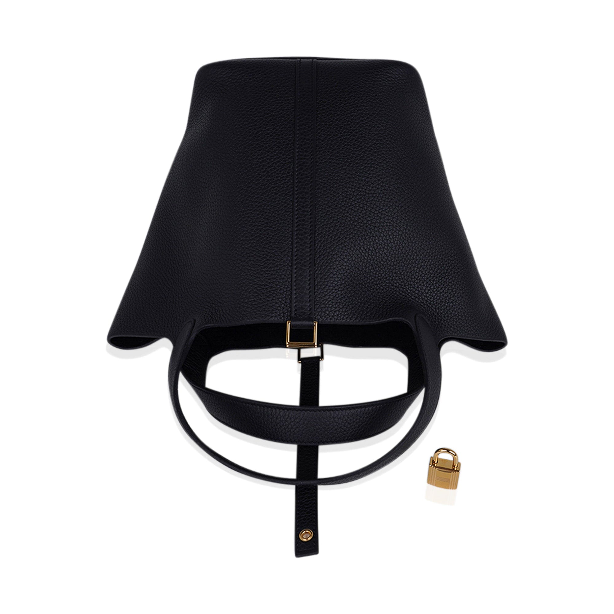 Picotin Lock 22 Bag Black Tote Clemence Gold Hardware