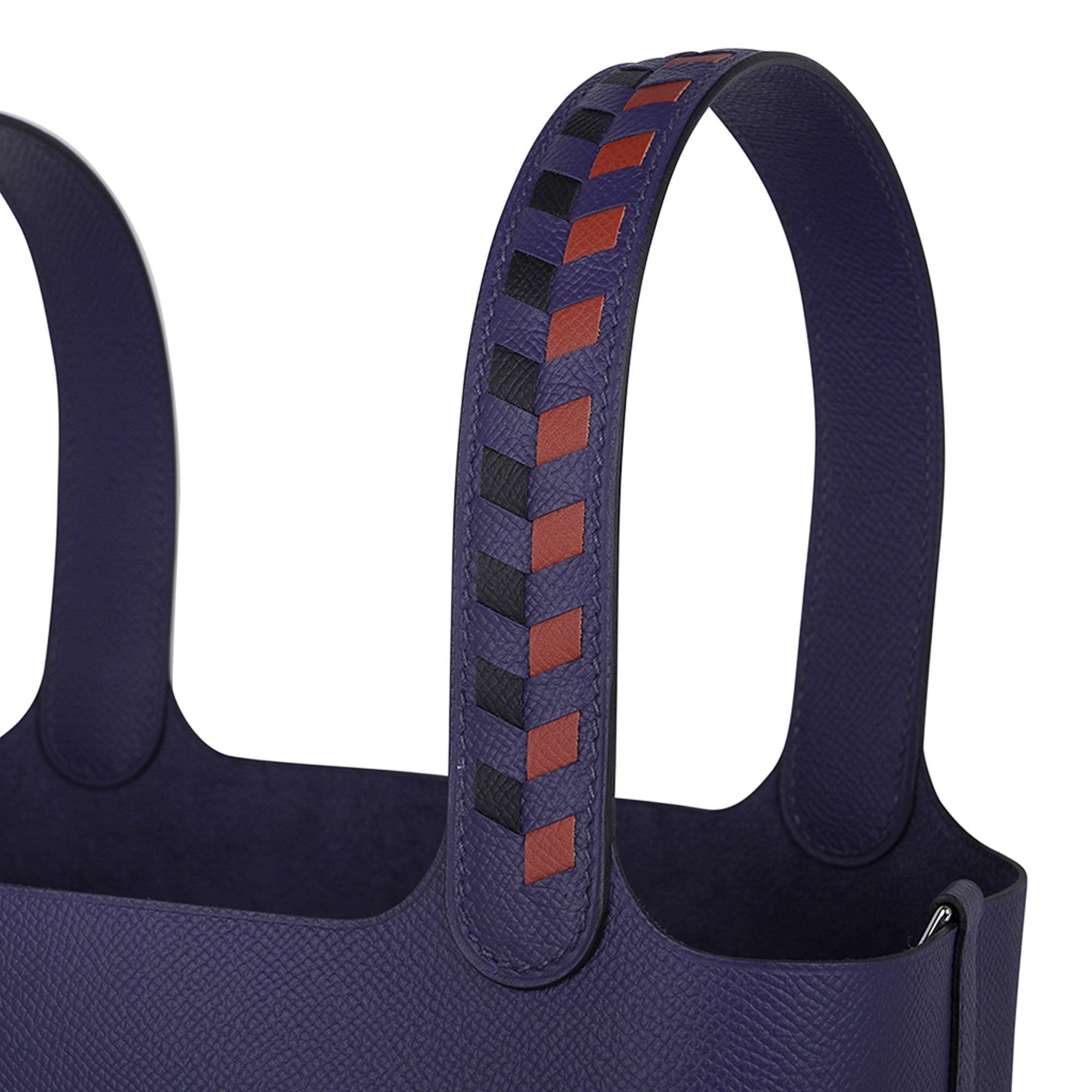 Picotin Lock 22 Bag Tressage Bleu Encre / Brique / Noir Palladium