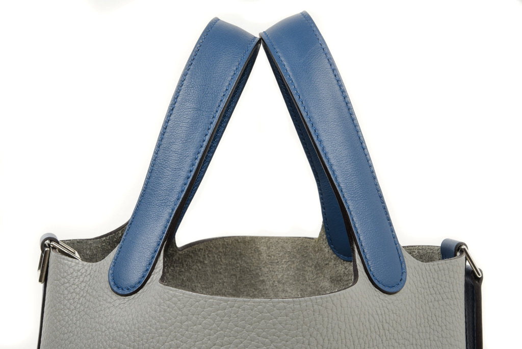 Picotin Lock Touch Bag 18cm Gris Mouette Blue Agate Limited Edition New