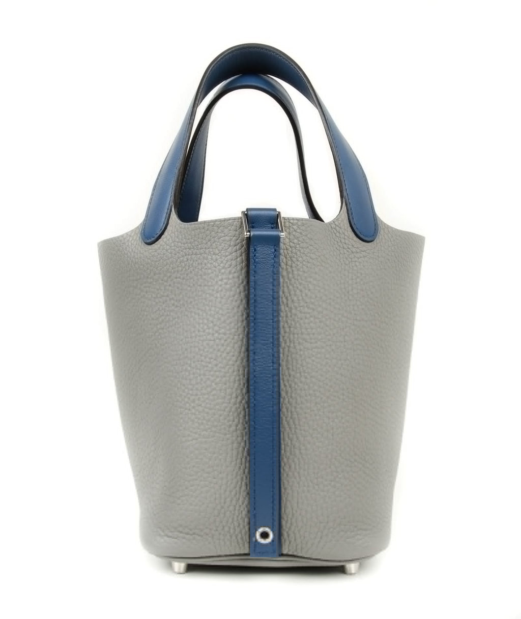 Picotin Lock Touch Bag 18cm Gris Mouette Blue Agate Limited Edition New