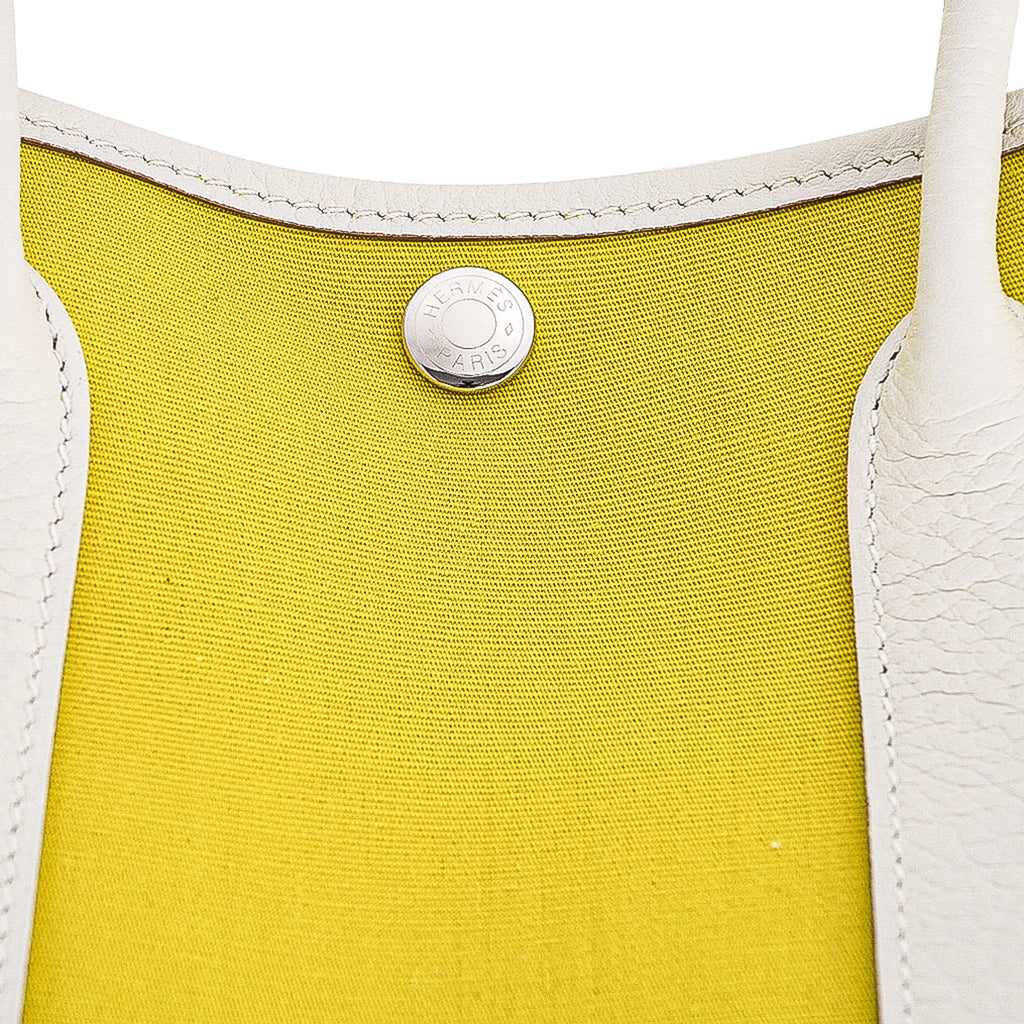 Garden Party 30 Bag Lime Toile Officier / Blanc Vache Country Leather